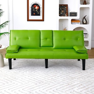 NicBex Modern Leather Tufted Loveseat Sofa Couch with Foldable Cup Holder & Sturdy Legs,2-Seat Lounge Sofa for Living Room,Apartment - 1 of 4