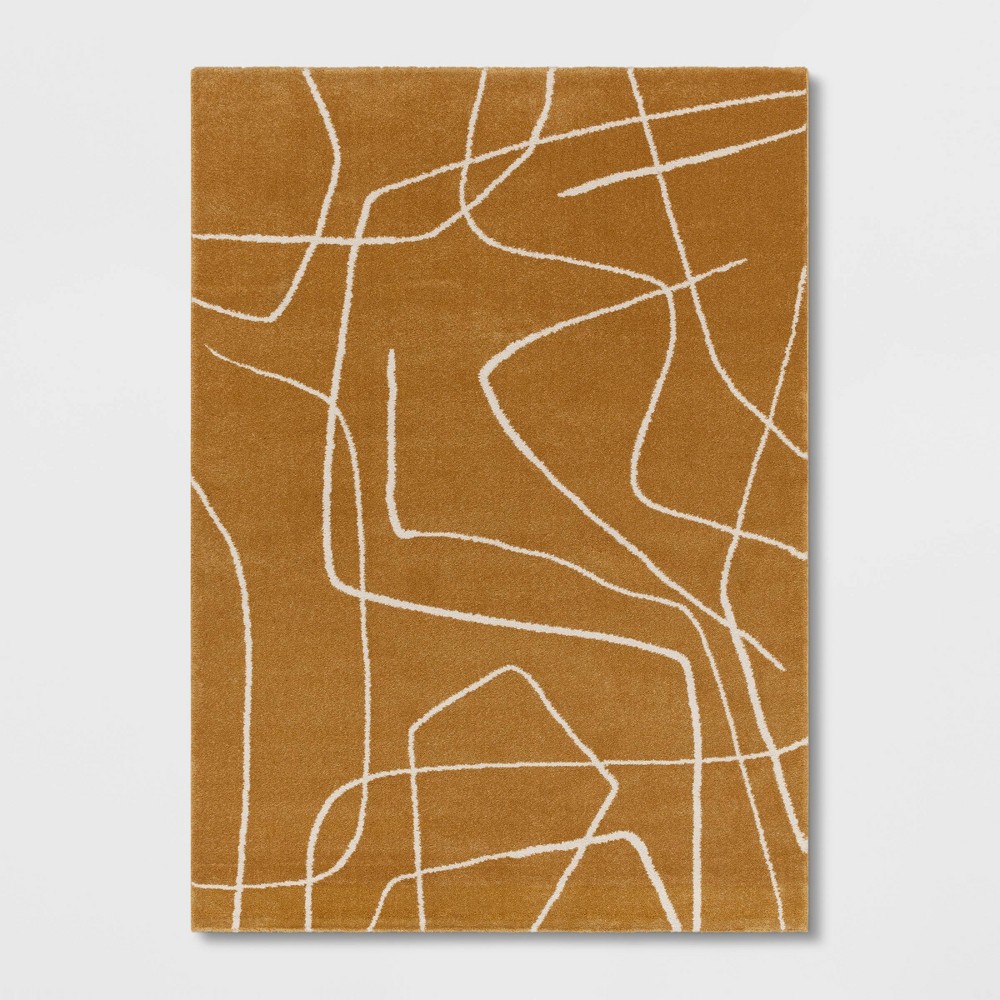 5'x7' Abstract Lines Rug Mustard - Threshold™
