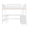 TiramisuBest Full size Loft Bed with Shelves and Desk,Wooden Loft Bed with Desk,White - 3 of 4