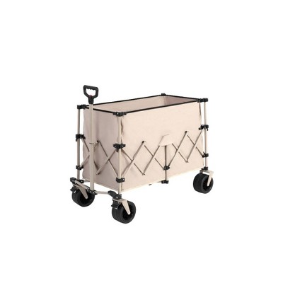 SKRAN 220lbs Load-Bearing,Collapsible Foldable Beach Wagon Carts, Heavy Duty 300L with Big All-Terrain Beach Wheels & Drink Holders