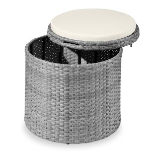 Best Choice Products Round Wicker Ottoman, Multipurpose Furniture w/ Removable Cushion, Steel Frame - 1 of 4