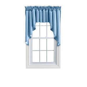 Ellis Stacey 3" Rod Pocket High Quality Fabric Solid Color Window Lined Swag Set Slate - 1 of 4