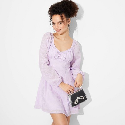 Women's Bishop Long Sleeve Fit and Flare Dress - Wild Fable™ Violet M