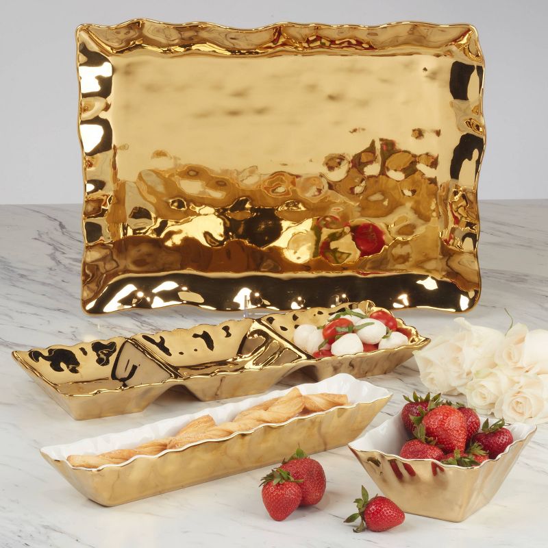 Certified International Set of 4 Gold Coast Square Snack Bowl, 3 of 4