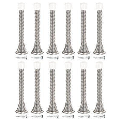 Unique Bargains Spring Steel Thickened Rubber Head Anti-Rust Plating Flexible Door Stop 12 Pcs