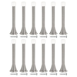 Unique Bargains Spring Steel Thickened Rubber Head Anti-Rust Plating Flexible Door Stop 12 Pcs - 1 of 4