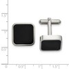 Black Bow Jewelry Stainless Steel, Black Enamel Rounded Square Cuff Links, 17mm (5/8 In) - 2 of 3