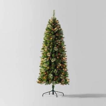 6' Pre-lit Slim Virginia Pine Artificial Christmas Tree Multicolor Lights - Wondershop™