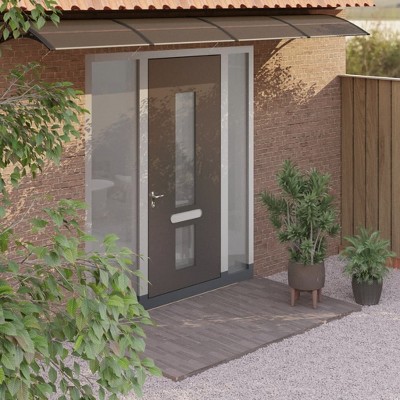vidaXL Door Canopy Gray and Transparent 39.4 in.x31.5 in. Polycarbonate