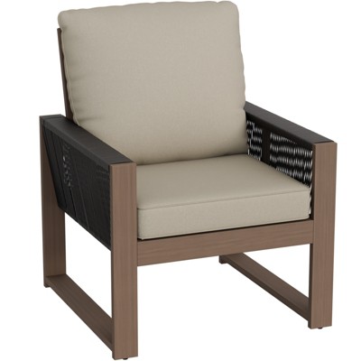EAGLE PEAK Natural Cedar Patio Dining Chair, Real Wood Outdoor Furniture with Cushion
