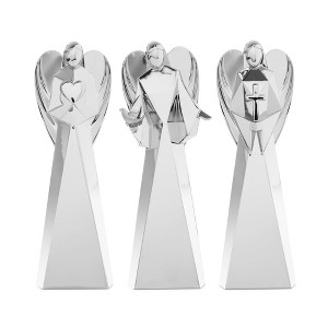 nambe Faith, Love, & Peace Angel Figurine Set, Holiday Figurines for Christmas Home Décor, Measures 5.5 inch Each, Alloy Made - 1 of 4