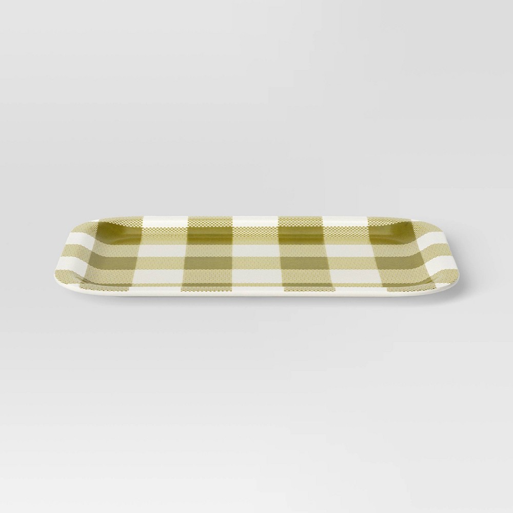Small Melamine Tray Green Checkered - Room Essentials™