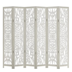 Lirago 68 in. Wood Outdoor Privacy Screens Garden Outdoor Fence 6 pieces White - 1 of 4