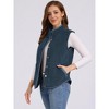 Allegra K Women's Fleece Contrast Color Button Down Sleeveless Fuzzy Jacket Vest with Pockets - 2 of 4