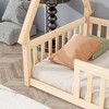 CAVINAS Twin/Full Size Bed Frame with Tent-Shaped Roof & Guardrails,Modern Floor Bed for Kids Room,Bedroom - 4 of 4