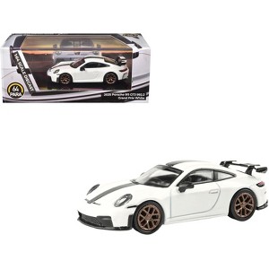 2025 Porsche 911 GT3 (992.2) Grand Prix White with Carbon Stripe 1/64 Diecast Model Car by Paragon Models - 1 of 4