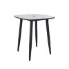 Modern 35'' Outdoor Bar Table, Square Sintered Stone Top with Umbrella Hole, Aluminum Frame Bistro Table for Patio or Poolside - Cuddlewood - 3 of 4