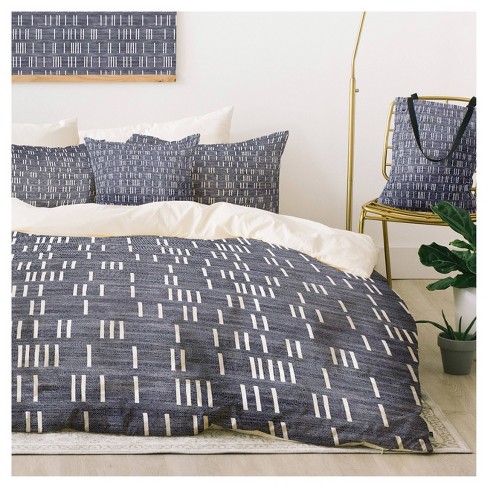 Gray Holli Zollinger Bogo Denim Mudcloth Duvet Cover Set Queen