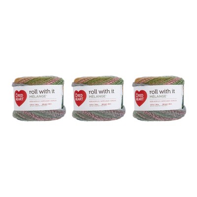 Red Heart Roll With It Melange Green Room Yarn - 3 Pack Of 150g/5.3oz -  Acrylic - 4 Medium (worsted) - 389 Yards - Knitting/crochet : Target