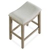 ROME + OAK Parker 26 Inch Counter Stool, Backless Saddle Kitchen Barstool in Reclaimed Oak Finish with Ash Grey Fabric Upholstery Cushion Seat - 2 of 4
