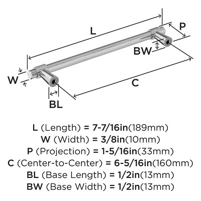 Polished Chrome Modern Cabinet Drawer Pull with Mounting Hardware
