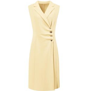 INSPIRE CHIC Women's Notch Lapel Wrap Neck Sleeveless Slit Front Ruched Pencil Dresses - 1 of 4