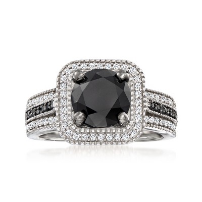 Ross-Simons 3.00 ct. t.w. Black and White Diamond Ring in Sterling Silver
