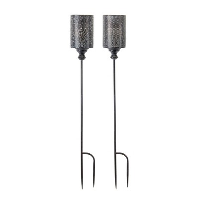 Melrose Black Metal Candle Holder Stake (Set of 4)