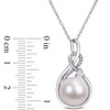 EVERLY JEWELRY | Sterling Silver 11-12mm Cultured Freshwater Pearl, 1/6 CT TGW Created White Sapphire and Diamond-Accent Twist Pendant with Chain, 18" - 4 of 4