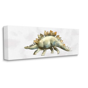 Stupell Industries Walking Stegosaurus Green Dinosaur Playful Reptile Gallery Wrapped Canvas Wall Art, 10 x 24 - 1 of 4