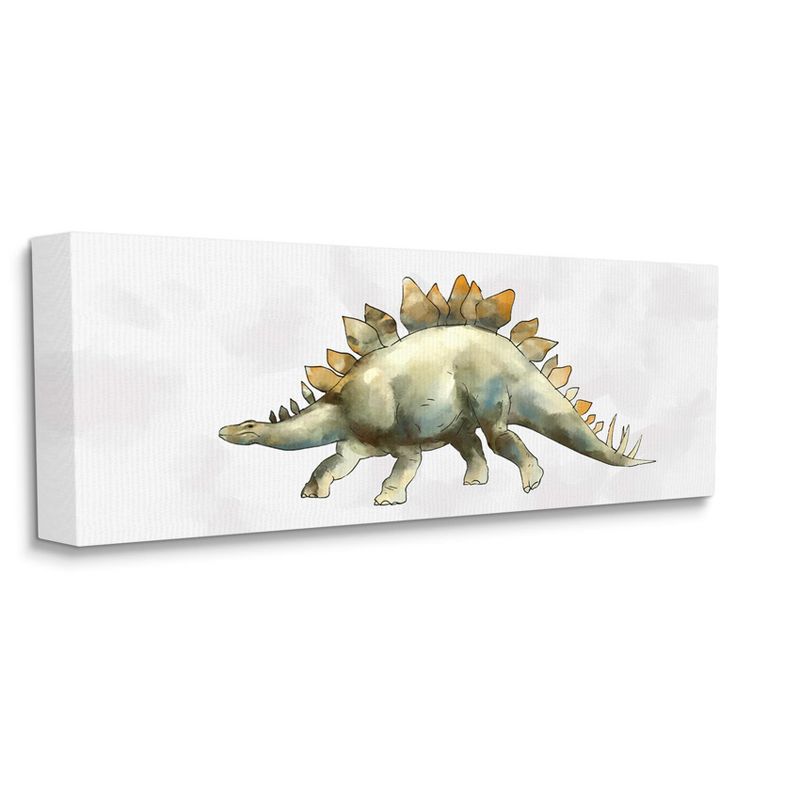 Stupell Industries Walking Stegosaurus Green Dinosaur Playful Reptile Gallery Wrapped Canvas Wall Art, 13 x 30, 1 of 5