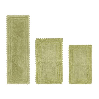 Lilly Crochet Collection 100% Cotton Tufted Reversible 3-Piece Bath Rug Set – Super Absorbent, Machine Washable Bathroom Mats with Crochet Pattern