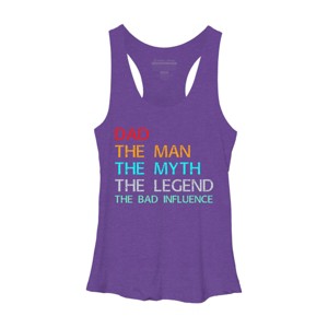 Women's Design By Humans Dad The Man, Myth, Legend, Bad Influence By shirtpublic Racerback Tank Top - 1 of 2