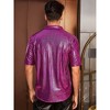 INSPIRE CHIC Men's Button Down Short Sleeve Party 70s Disco Costume Shirt - 3 of 4