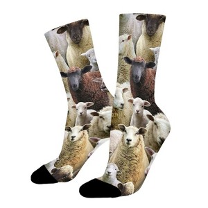 Farm Animals Packed Sheep Women Printed Crew Socks Funny Funky Socks Soft Polyester Novelty Gifts for Artists Men - 1 of 1