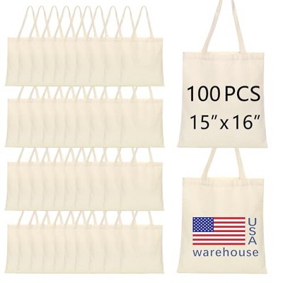 OKBA 100 PCS Sublimation Tote Bags,Canvas Tote Bags,Blank polyester to