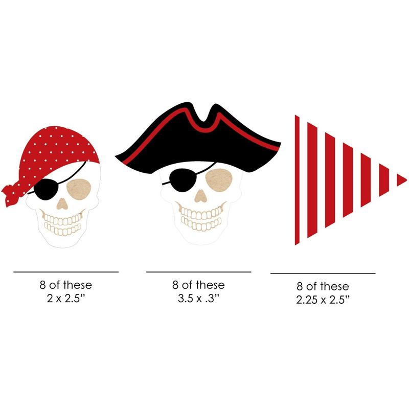 Big Dot of Happiness Beware of Pirates Paper Straw Decor - Pirate Birthday Party Striped Decorative Straws - Set of 24, 2 of 7