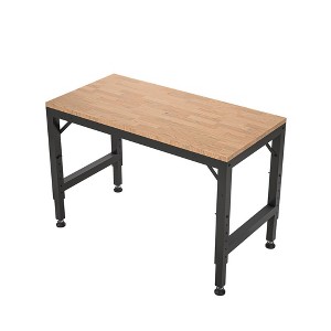48" Heavy-Duty Adjustable Workbench for Garage, Rubber Wood Shop Table W/Rubber Pads, Hardwood Workstation Weight Capacity over 2000 Lbs - 1 of 4
