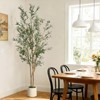 Olive Trees Artificial Indoor, 7FT Tall Faux Olive Tree with White Planter, Artificial Plants with Natural Wood Trunk for Home Office Decor - 4 of 4