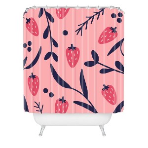 Jenny Chang-Rodriguez Strawberries Shower Curtain Pink - Deny Designs - 1 of 3
