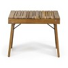 Kumasinova 16" Foldable Outdoor Side Table with Premium Acacia Wood Frame,Slatted Patio End Table Small Coffee Table for Poolside,Porch&Deck,Teak - 3 of 4