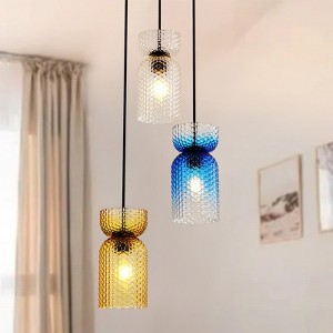 Rennnsan Irelith 14" W 3 - Light Dome Textured Glass Modern Dimmable Chandelier in Black - 1 of 4