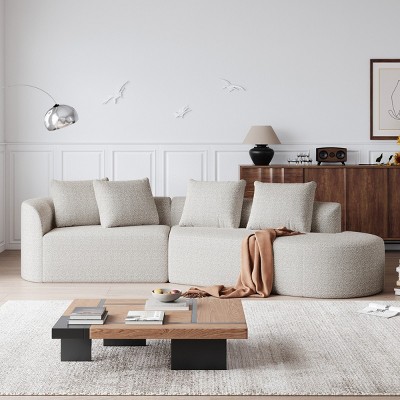 112" Oversize Modern Chenille Modular Sectional Sofa with 4 Pillows, Cloud-Style 4-Seat Couch for Living Room or Apartments - The Pop Home