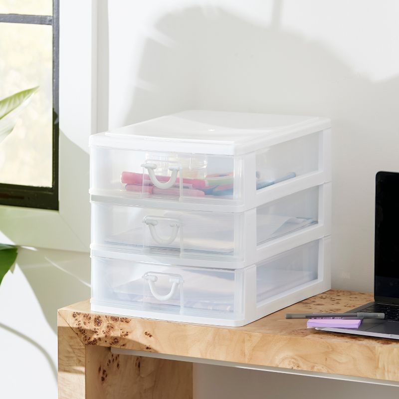 Gracious Living Clear Mini 3 Drawer Desk and Office Organizer for Storing Cosmetics, Arts, Crafts, and Stationery Items, 5 of 7
