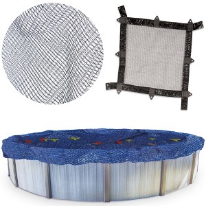 Swimline Hydrotools Leaf Net Heavy Duty Winter Leaf Net Pool Cover for 18 Ft Above Ground Swimming Pools, Oval Design, Black - 1 of 4