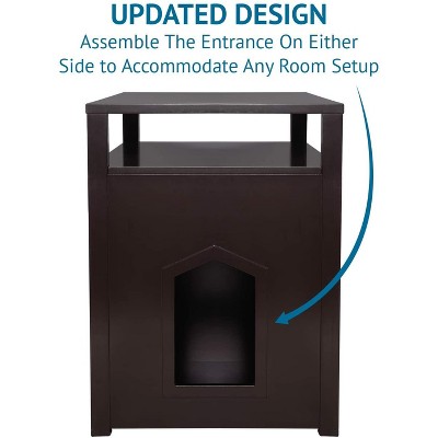 Espresso Large Wooden Cat Litter Box Enclosure Cabinet