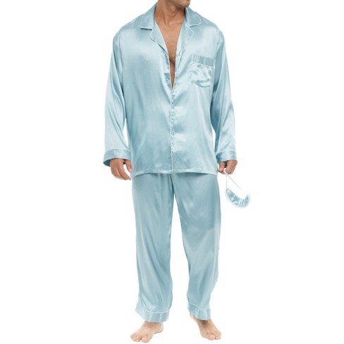 Men's Classic Satin Pajamas Set With Pockets, Pj And Matching Sleep ...