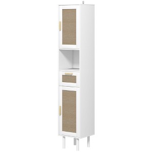 Aghana Digitals Modern Bohemian Bathroom Cabinet with Rattan Doors, Adjustable Shelves, Drawer & - 1 of 4