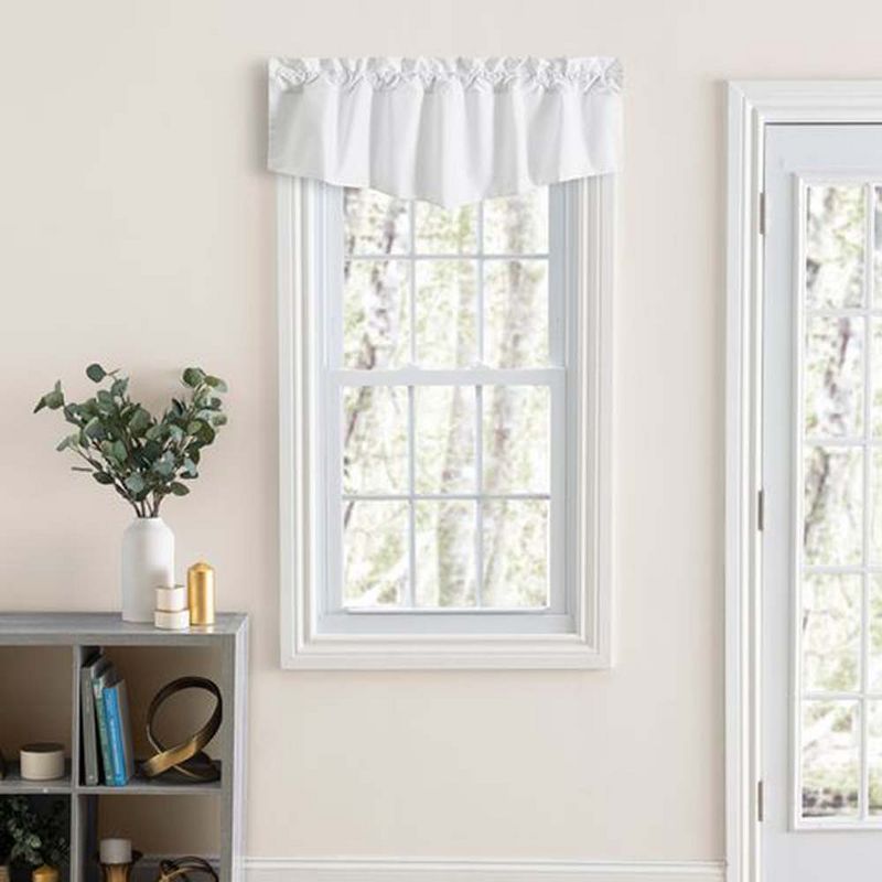Ellis Classic Tailored Design in a Perma Press Fabric 3" Rod Pocket Lined Tapered Valance 42"x18" White, 2 of 5