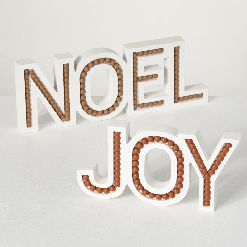 Sullivans Wood Noel & Joy Tabletop Decor Multicolor 5.5"H Wood Set of 2, 1 of 5